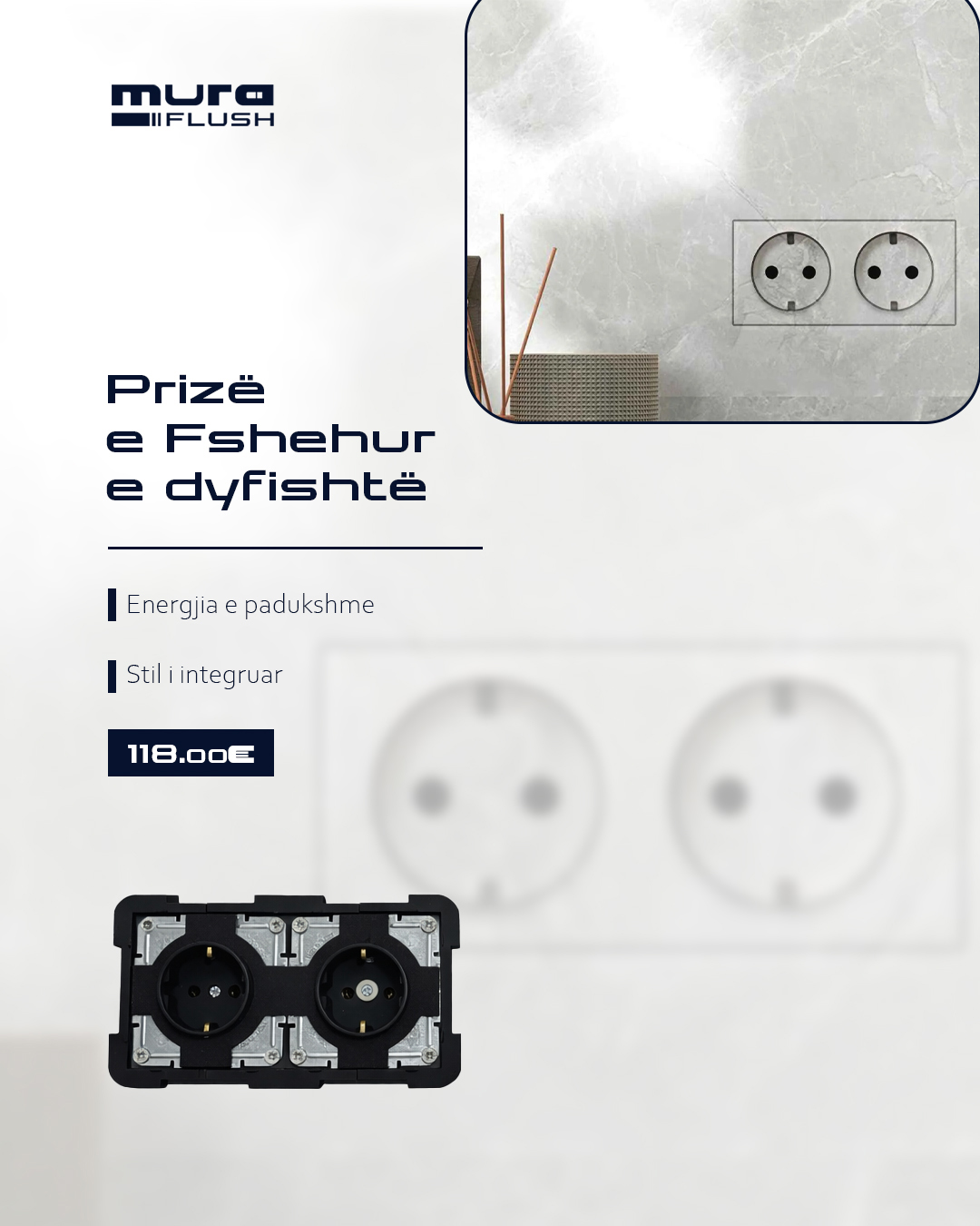 Double hidden wall socket